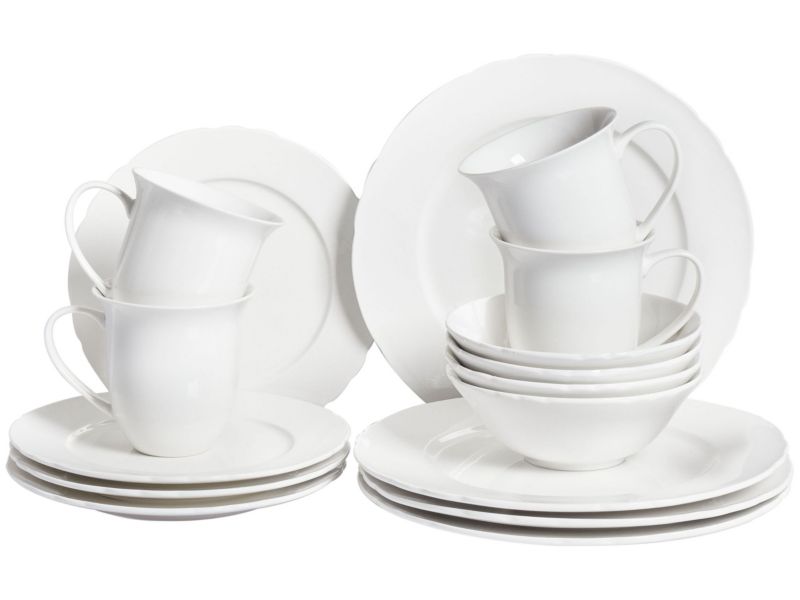 Zastawa stołowa 16-częściowa Elderberry Porcelana Biały 1 kpl