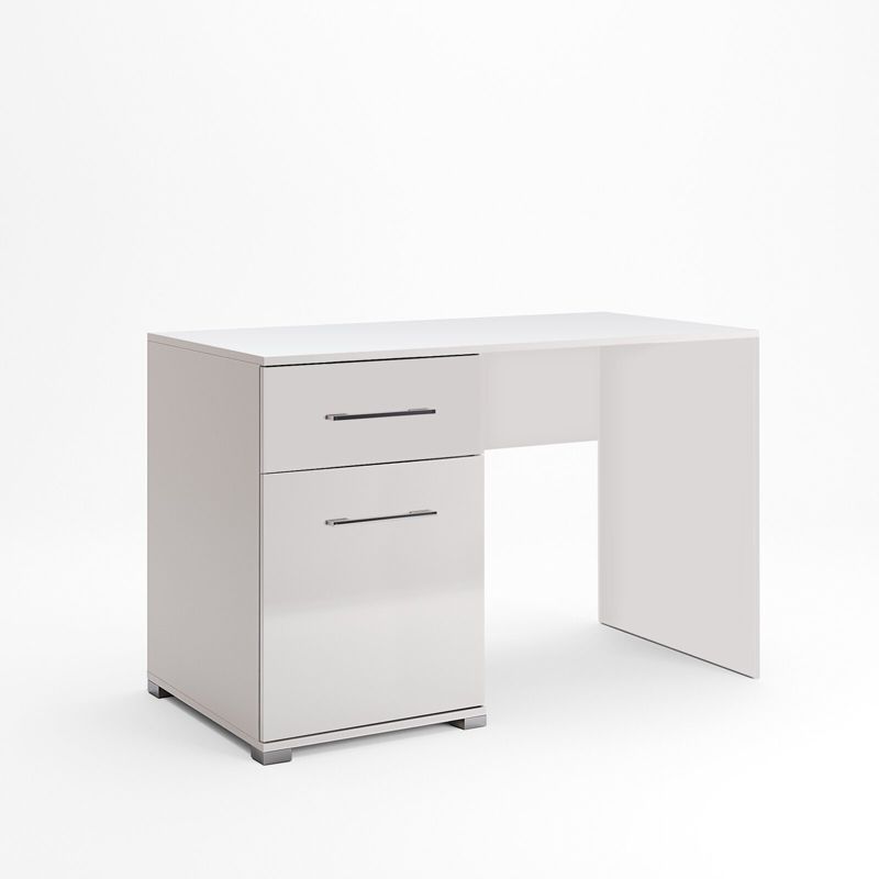 Biurko Flory INTESI biurko nowoczesne białe połysk z szufladą i szafką 120x60 cm 1 szt.