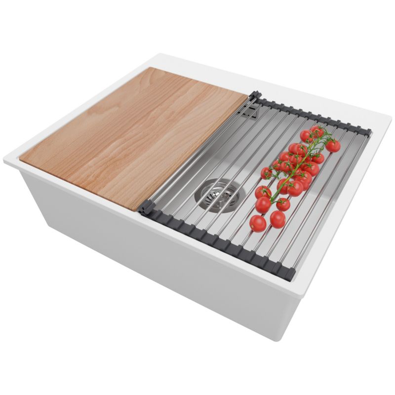 Zlewozmywak Oslo PRIMAGRAN Nablatowy 58x50cm do szafki od 60cm z Syfonem i Dodatkiem Biały 1 szt.