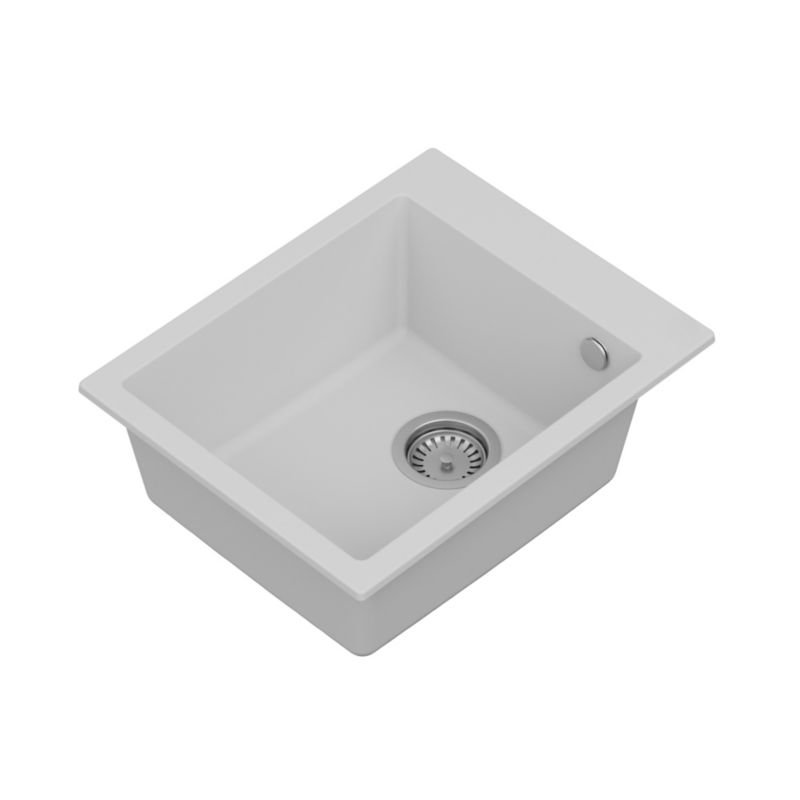 Zestaw zlewozmywak kuchenny GranMaster Ivo 1-komorowy z baterią, syfonem, roll matą biały 1szt.