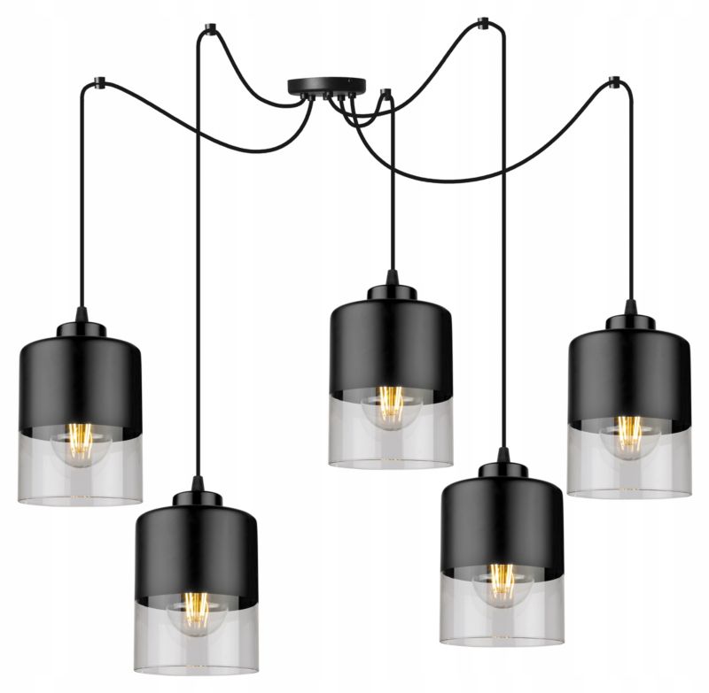 Lampa sufitowa wisząca Light Home LH Roma Spider Pająk Klosz szklany 5x E27 60W czarny 1szt.