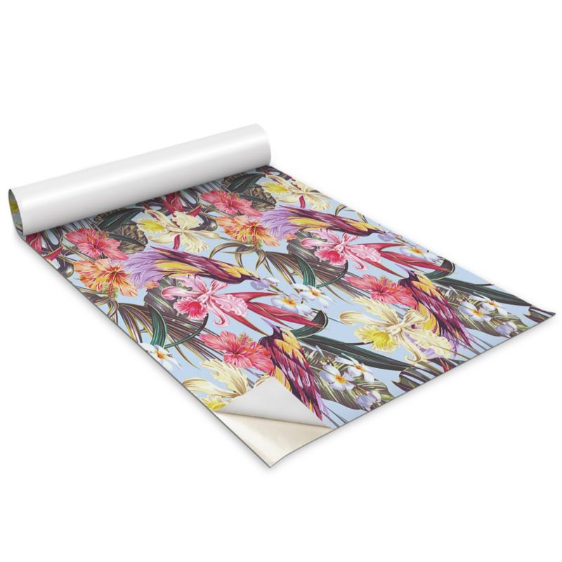 Folia Dekoracyjna Na Meble Wallfluent 100x50 cm Kwiaty i ptaki Odporna Folia Samoprzylepna Mat 1 rol.