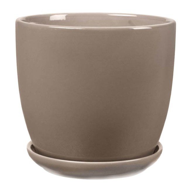 Doniczka z podstawką 15 cm szara