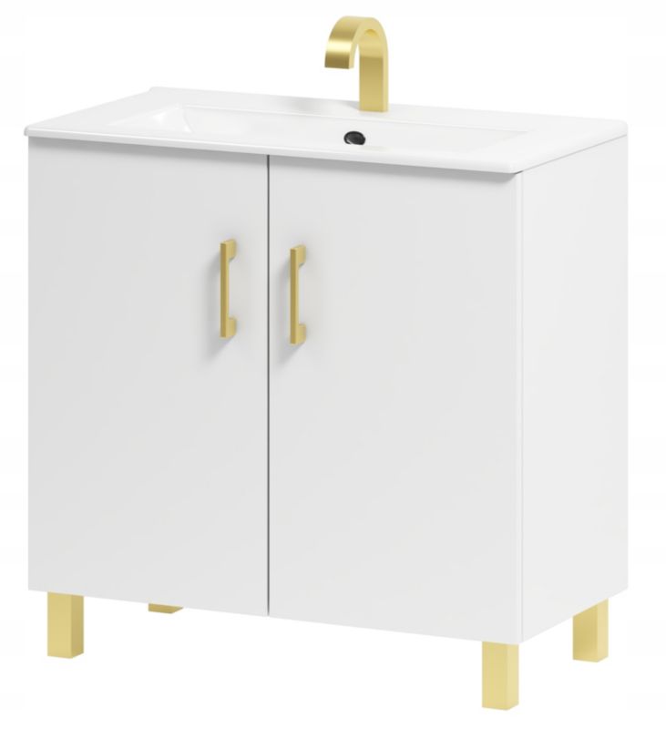 Szafka łazienkowa ADK Meble Viki 80 pod umywalkę biały/GOLD