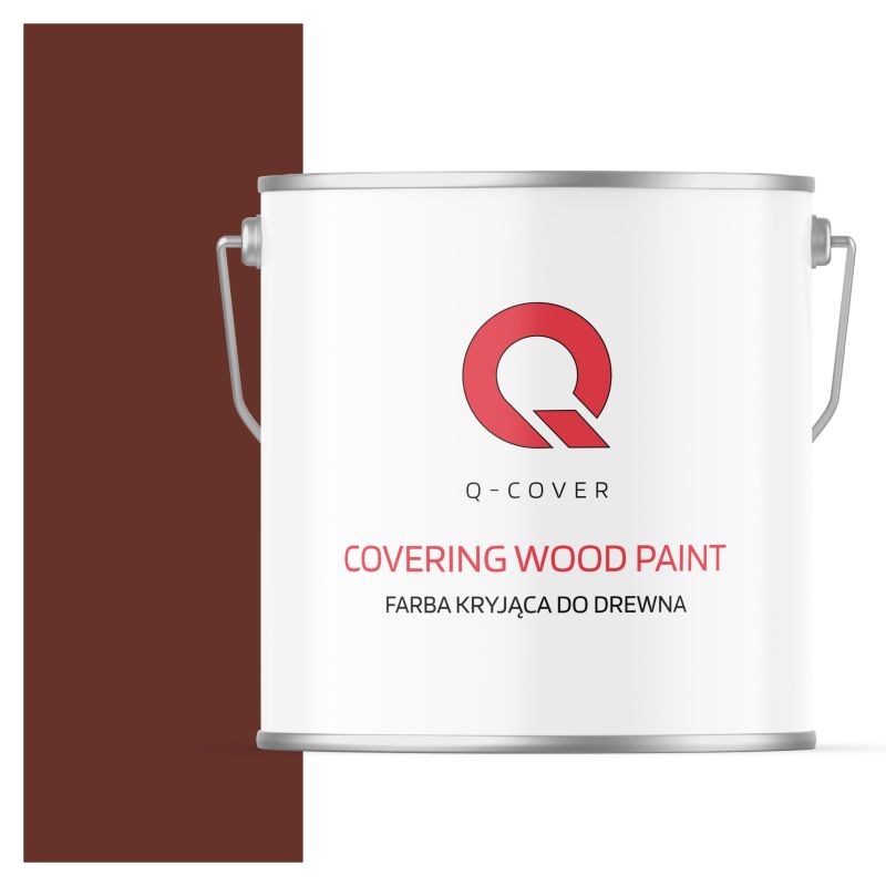 Farba Kryjąca do Drewna Q-Cover Brązowo-Czerwony RAL8012 Wysoki Połysk 5L