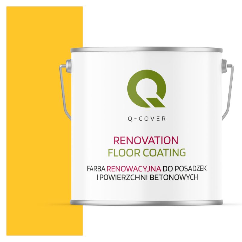 Farba Renowacyjna do Posadzek i Powierzchni Betonowych Q-Cover Żółty Ostrzegawczy RAL1023 Wysoki Połysk 5L