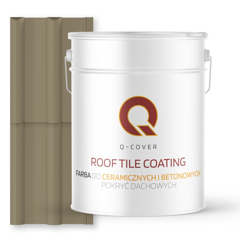 Farba do Dachów Ceramicznych i Betonowych Pokryć Dachowych Q-Cover Szaro-żółty RAL7034 Wysoki Połysk 10L