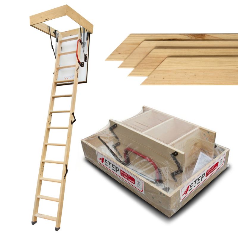 Schody Strychowe 4Step Extra 90x80 0,86 W/m2k + Listwy Zestaw 4szt.