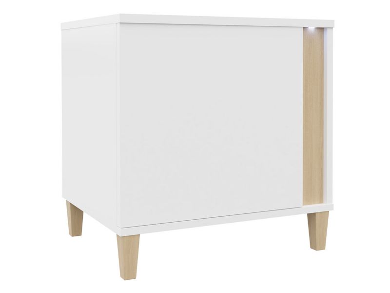 Stolik nocny MIRJAN 24 Marco prawy biały / biały połysk / okleina naturalna 1 szt.