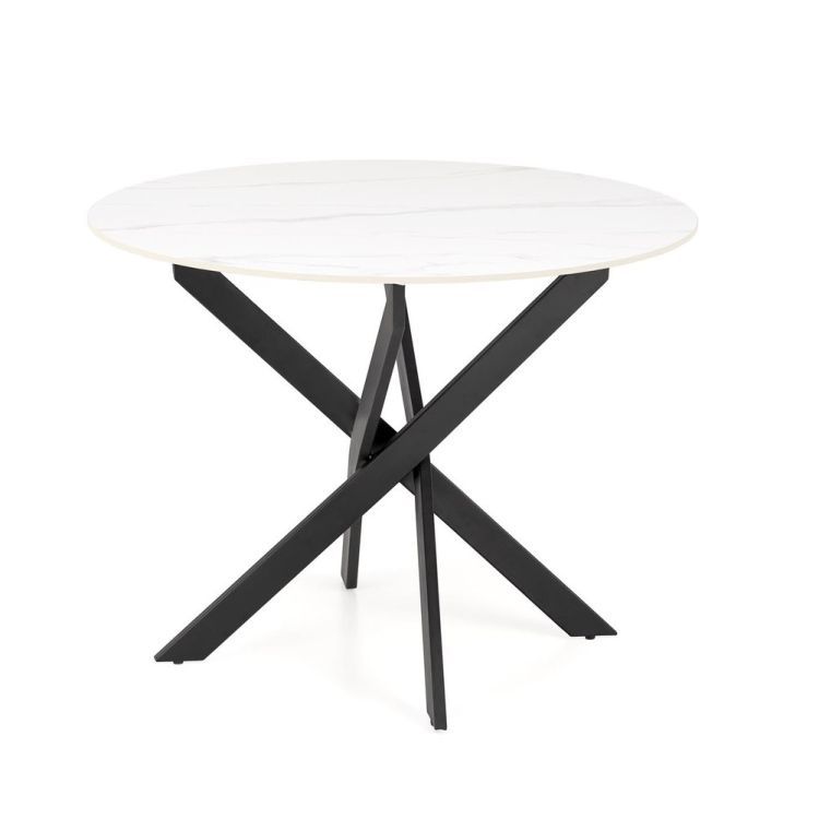 Stół Halmar okrągły EDGAR 2 100x100 biały marmur/czarny 1 szt