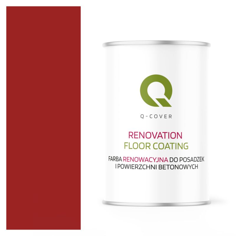 Farba Renowacyjna do Posadzek i Powierzchni Betonowych Q-Cover Czerwony Sygnałowy RAL3001 Półmat 1L