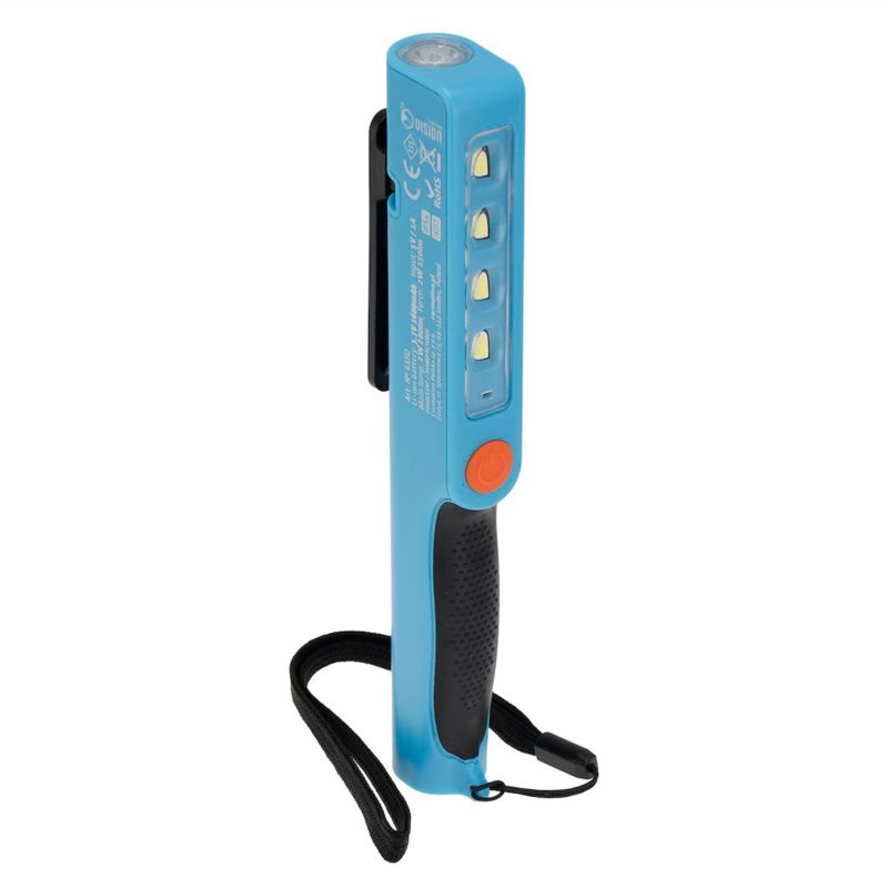 Lampa warsztatowa inspekcyjna, VISION, 2W 4x SMD LED 200 lm + latarka 2W SMD LED 150 lm, akumulatorowa, IK07, IP54, 1 szt.