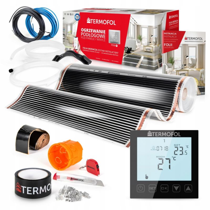 Zestaw folia grzewcza TERMOFOL podczerwień moc 140w 100cm pow. 1m² + tf-h1 black 1kpl