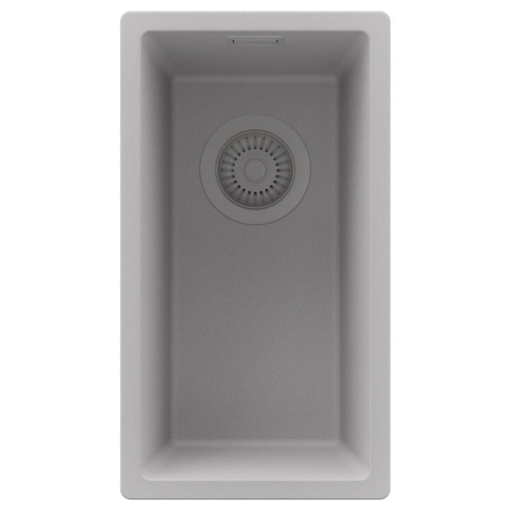 Zlewozmywak Londyn Slim PRIMAGRAN Nablatowy 26x47cm do szafki od 30cm, Szary + Syfon, S008, 1 szt.