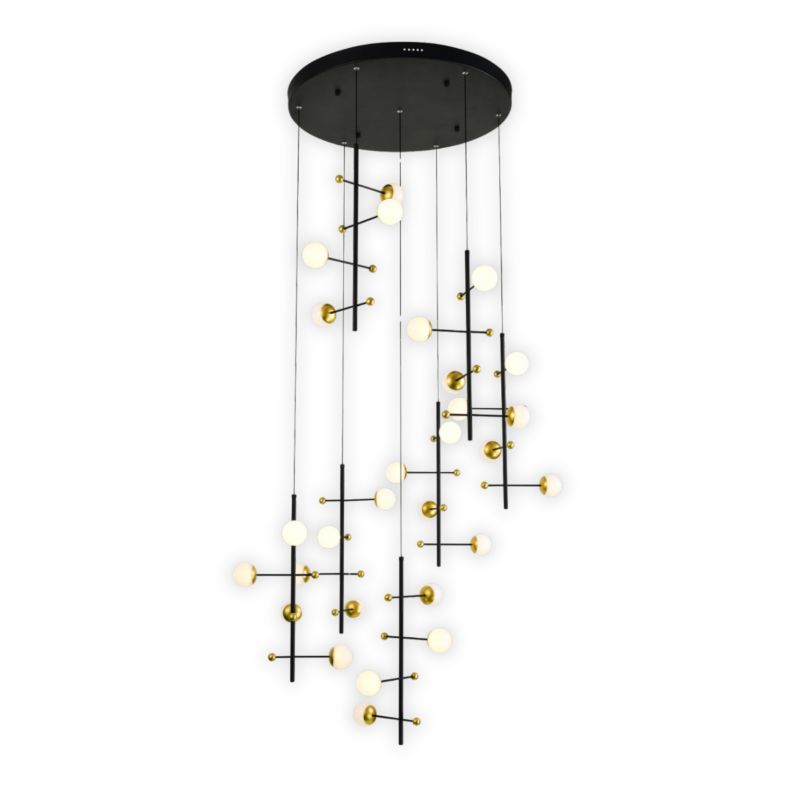 Lampa wisząca złote elementy Italux Helmond czarno-złota LED 89W 3000K 4538lm IP20 - 1 szt.