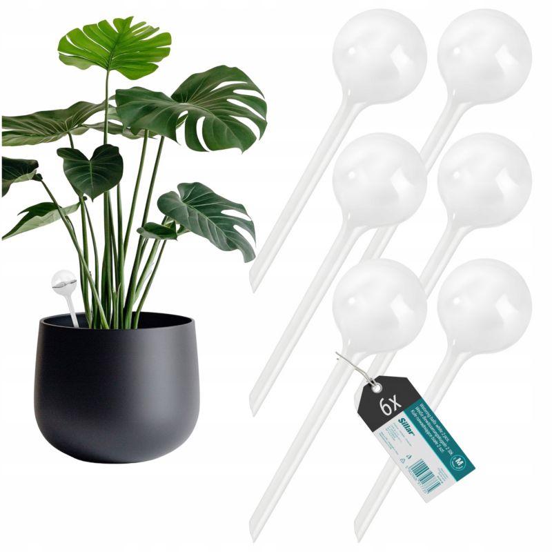 Nawadniacz, Sillar, kule nawadniające, do podlewania roślin, kwiatów, rozmiar M, 12cm, 70ml, biały, 6szt