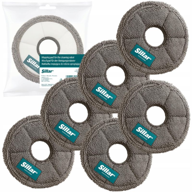Nakładki mopujące, Sillar, mop, mikrofibra, do robotów sprzątających, zamiennik do Xiaomi S10+ X20+ Dreame L10S X30-X50, 6szt