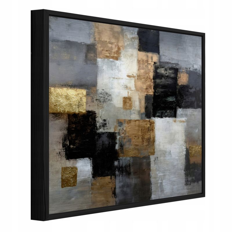 Obraz W Ramie WALLARENA Do Sypialni Salonu Na Metalu Abstrakcja Loft Geometryczna Czarny 50x50 cm ADS16214S3 1 szt.