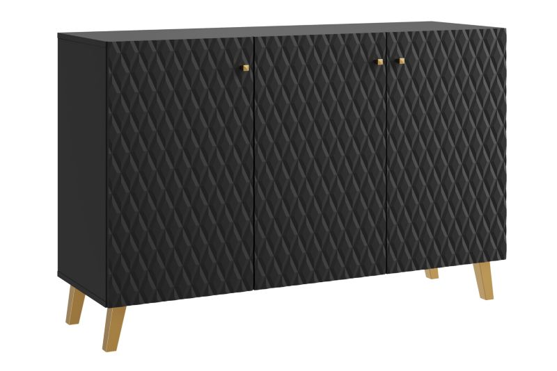 Komoda RTV MINIO go for it LOKET S 120cm, czarny/czarny MDF wzór M10, 1 szt.