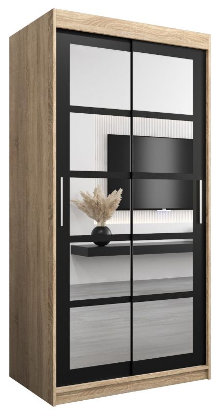 Szafa przesuwna Abiks ROMA 2 100 sonoma + czarny mat 1 szt.