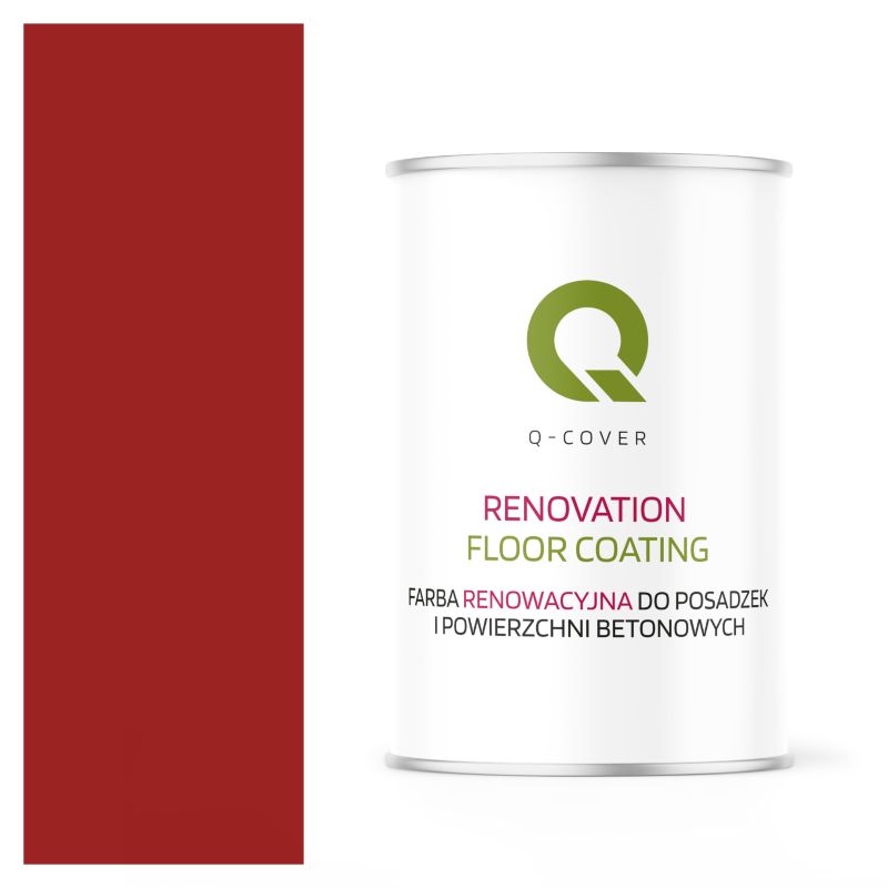 Farba Renowacyjna do Posadzek i Powierzchni Betonowych Q-Cover Czerwony Karminowy RAL3002 Wysoki Połysk 1L