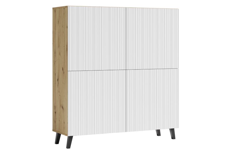Komoda RTV MINIO go for it LOKET H 120cm, dąb artisan/biały MDF wzór M11, 1 szt.