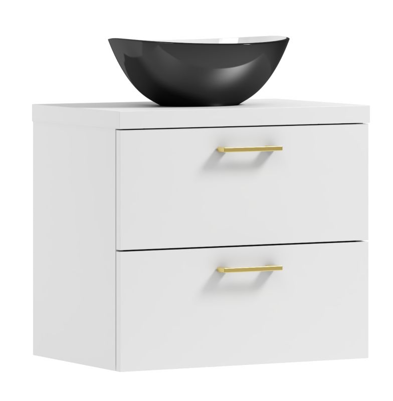 Szafka łazienkowa wisząca LUNA 50 biała/GOLD z umywalką Eliza C 1 szt.