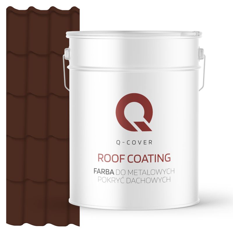 Farba do Metalowych Pokryć Dachowych Q-Cover Ciepły brąz RAL8016 Satyna 10L