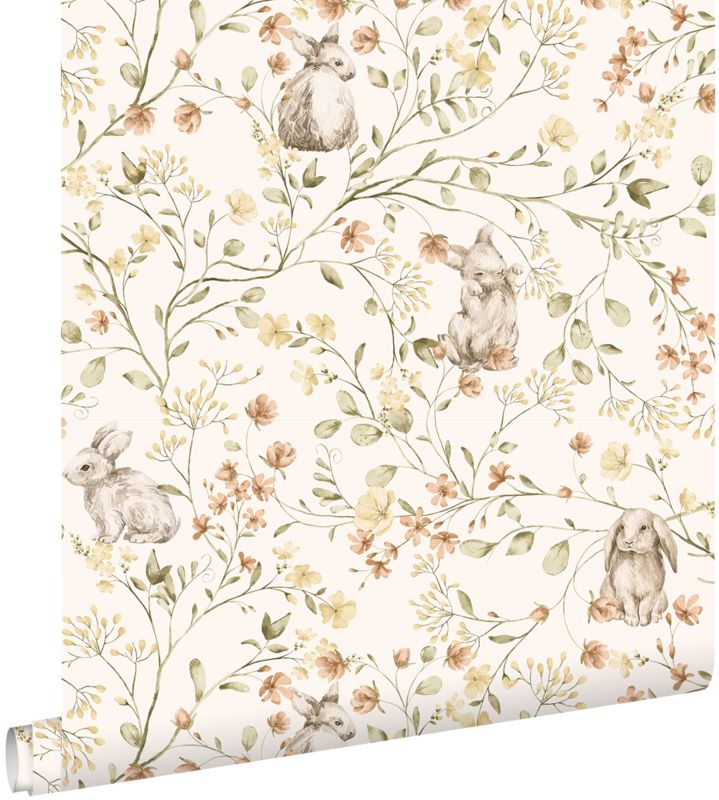 Tapeta ESTAhome króliki zielonym,żółtymIterakota 0.53 x 10.05 m - 1 rol.