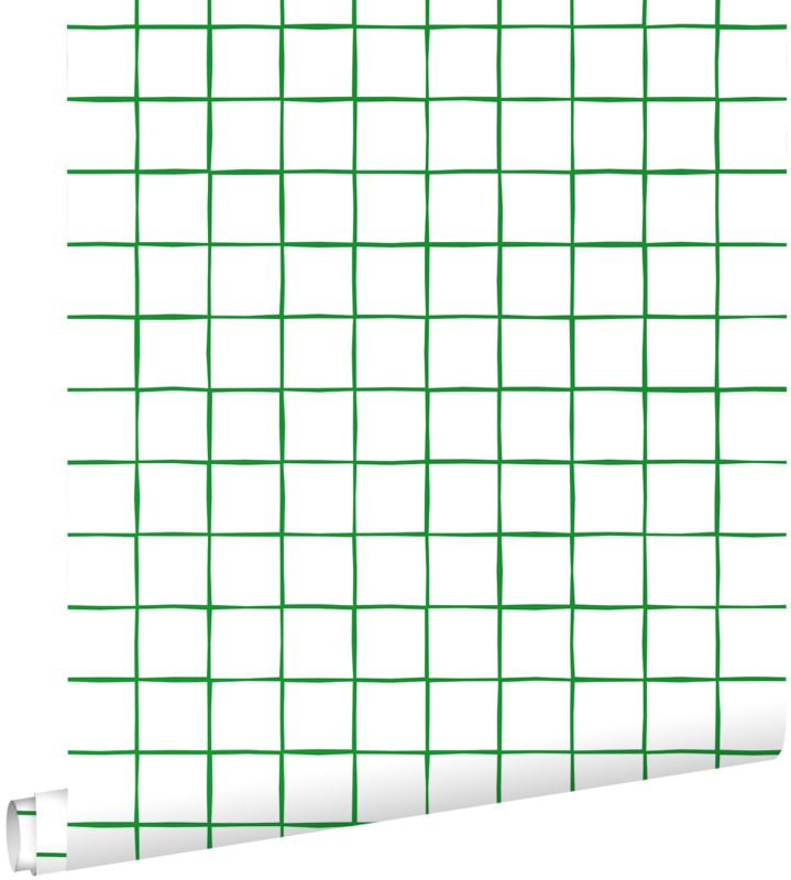 Tapeta ESTAhome motyw kratki zielonymIbiałym 50 x 900 cm - 1 rol.
