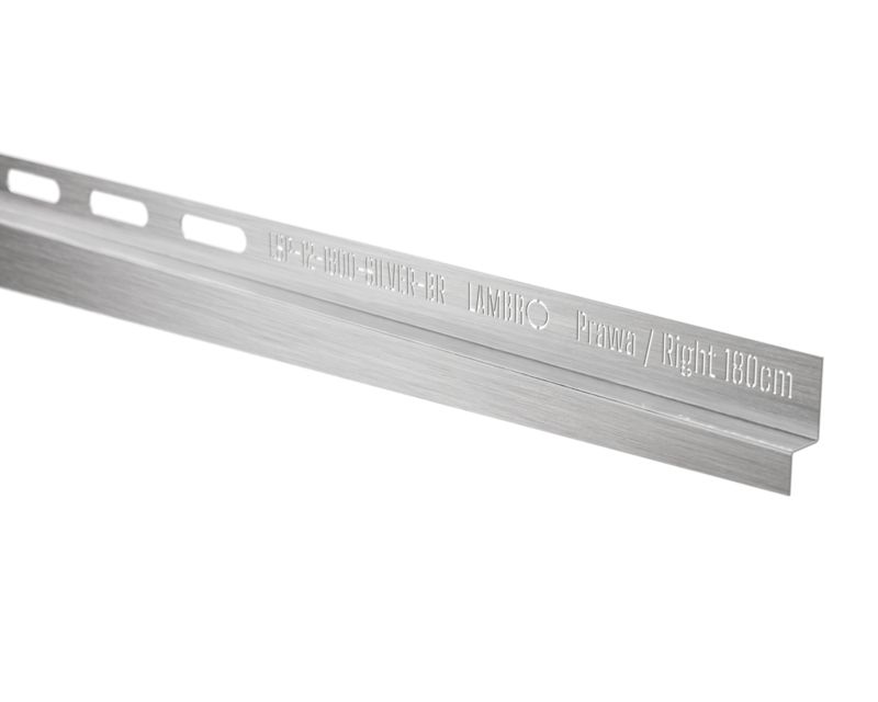 Listwa brodzikowa przyścienna spadkowa Lambro srebrnyy mat 180 cm prawa 1 szt.