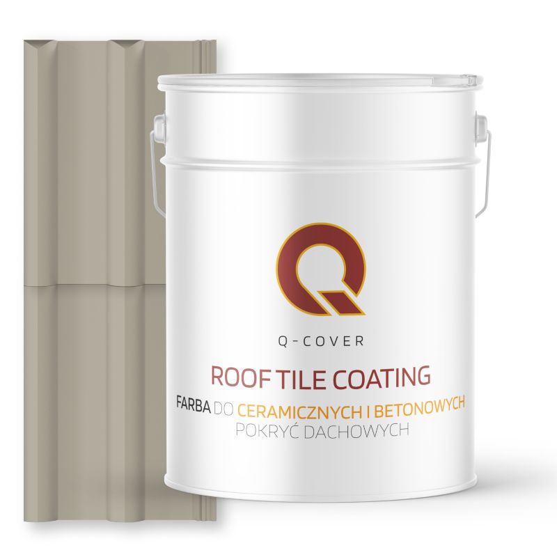 Farba do Dachów Ceramicznych i Betonowych Pokryć Dachowych Q-Cover Szary beżowy RAL7032 Półmat 10L
