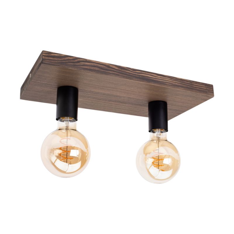 Drewniana Lampa Sufitowa SPOT Light 2xE27 Max.60W Sosna Bejcowana Orzechowa FSC, Polski Producent, 1 szt.