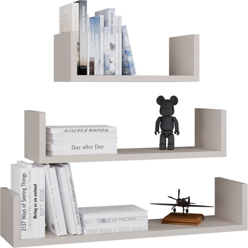 Półka Wisząca Topeshop Mobi 3P Komplet 3x Nowoczesne Półki Ścienne Kaszmir Beż 20x80 cm 1 szt.