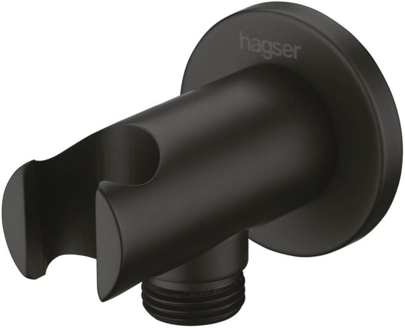 Przyłącze kątowe Hagser Kerstin czarne z uchwytem mosiężnym 1 szt.
