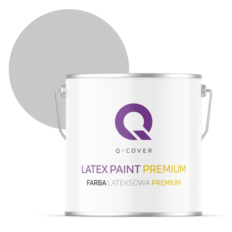 Farba Lateksowa Premium Plamoodporna do Ścian i Sufitów Q-Cover Szary jasny H1061 Głęboki Mat 5L