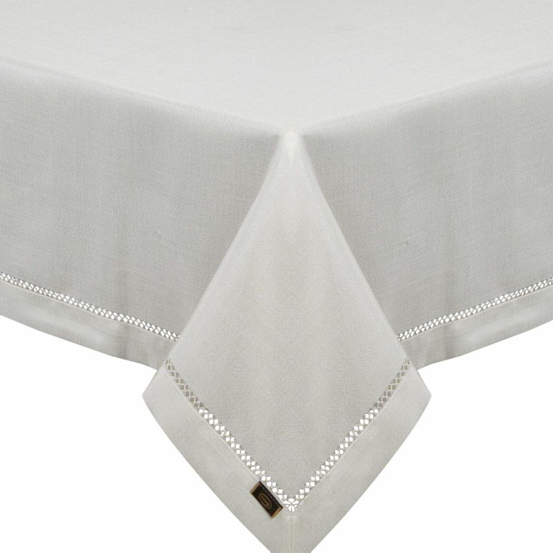 Obrus EMILY Eurofirany 145 x 280 cm biały z ozdobną listwą i mereżką 1 szt.