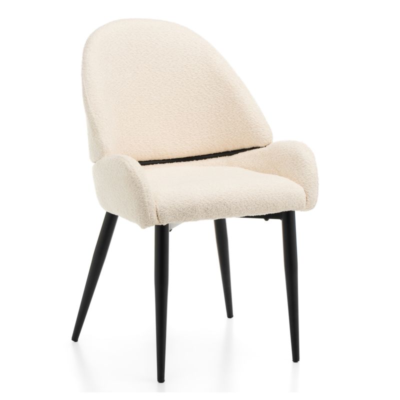 Krzesło tapicerowane New Home BERGAMO jasnobeżowe ecru szenilowe boucle 1 szt.