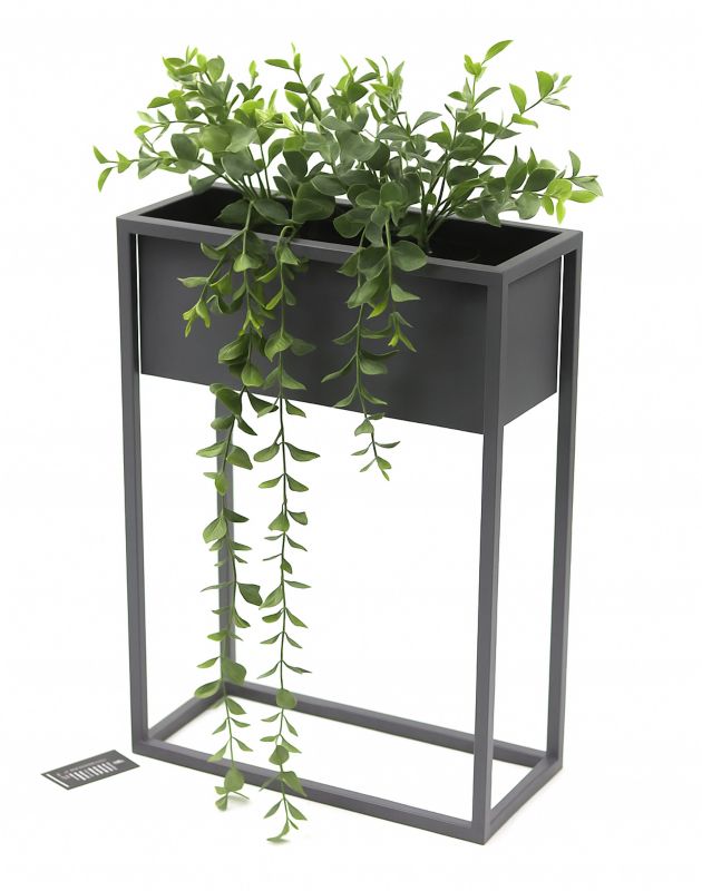 Kwietnik stojący JAKPOL Cubo Loft 60x40 cm metalowy szary 1 szt.