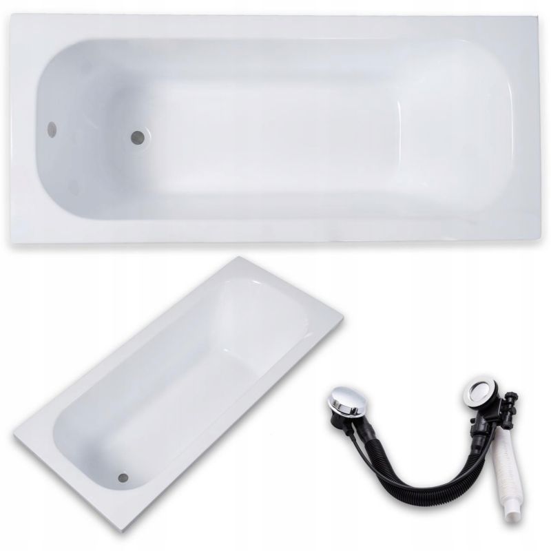 Wanna Corciano Prostokątna biała Sara Akrylowa Prawa/Lewa 170 x 70 Syfon 1szt.