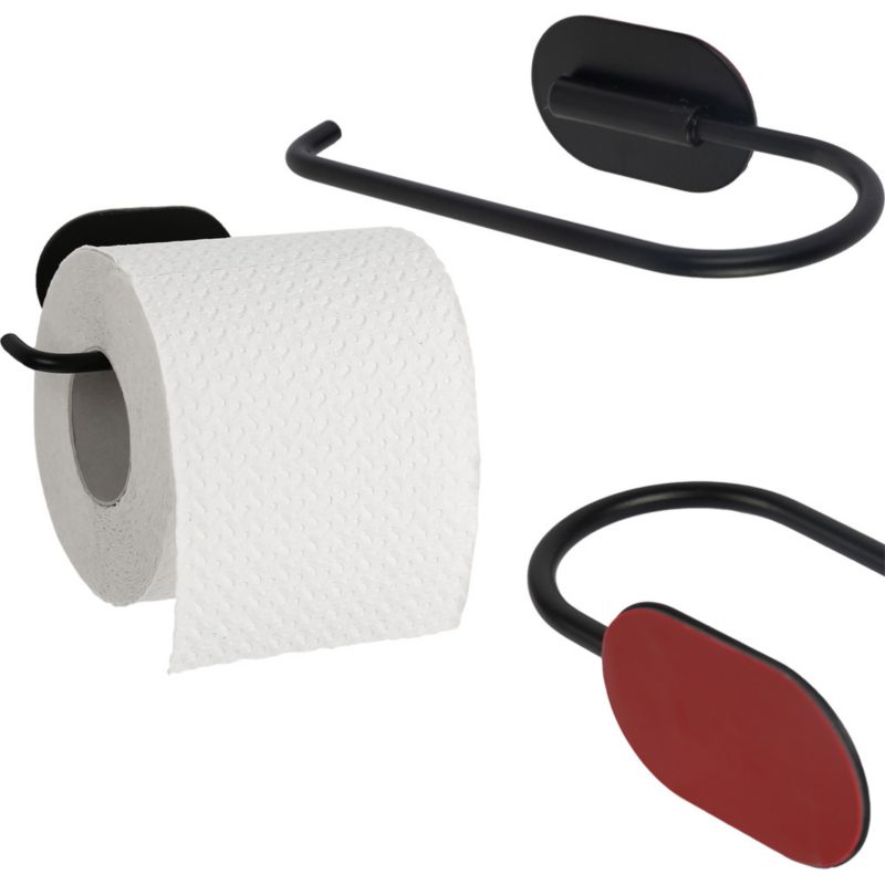 Uchwyt na papier toaletowy Rodeno czarny samoprzylepny 1 szt.