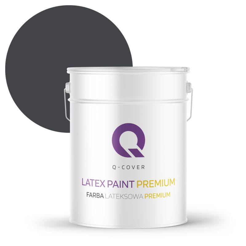 Farba Lateksowa Premium Plamoodporna do Ścian i Sufitów Q-Cover Czarny H0907 Głęboki Mat 10L
