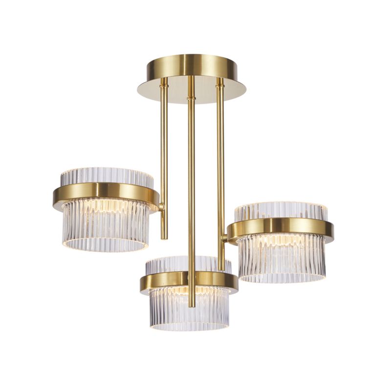 Lampa wisząca przezroczyste ryflowane klosze Italux Tiara złota piaskowana LED 24W 3000K 2603lm IP20 - 1 szt.