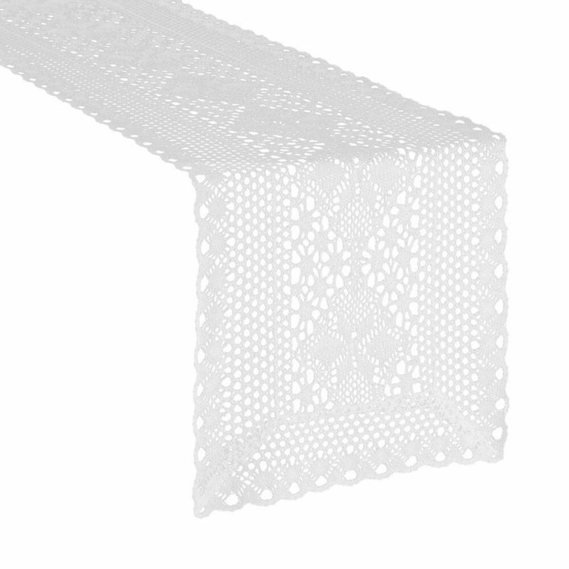 Szydełkowy bieżnik MEGGY Eurofirany 32 x 140 cm biały ażurowy w stylu boho 1 szt.