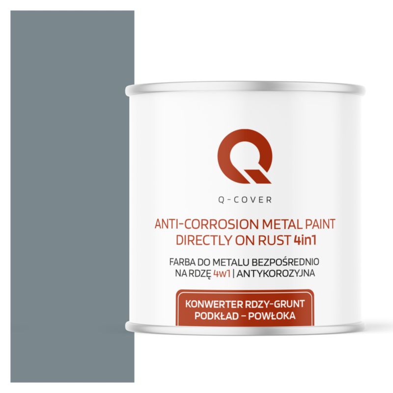 Farba do Metalu Prosto na Rdzę 4w1 Q-Cover Wiewiórka szara RAL7000 Półmat 2.5L