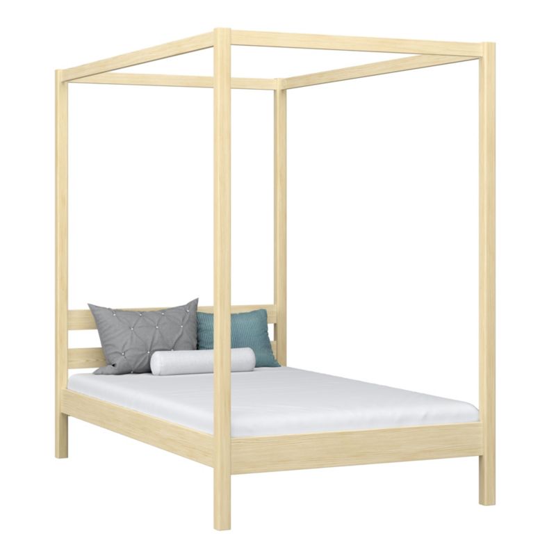 Drewniane łóżko N-WOOD pojedyncze z baldachimem N01 sosna bezbarwna 90x190 1szt.
