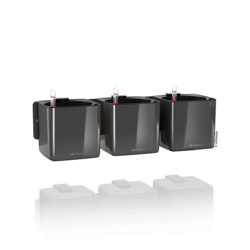 Doniczka Lechuza Ścienna CUBE Glossy Home Kit Antracyt 1 szt Połysk 1 szt