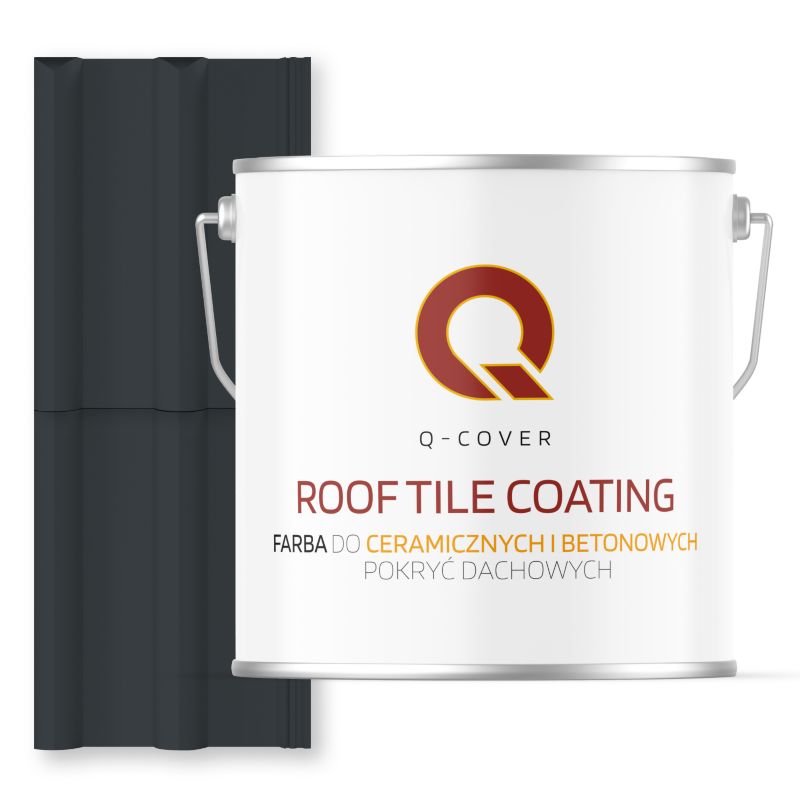 Farba do Dachów Ceramicznych i Betonowych Pokryć Dachowych Q-Cover Antracyt RAL7016 Wysoki Połysk 5L