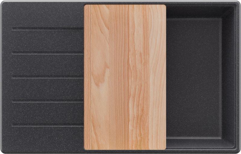 Zlewozmywak Kopenhaga PRIMAGRAN Nablatowy 78x50cm do szafki od 60cm, Grafitowy + Syfon + Deska, S622, 1 szt.