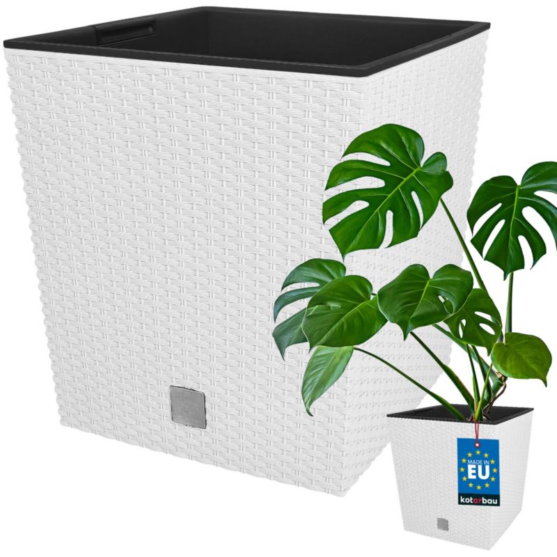 Doniczka ogrodowa KOTARBAU rattan z wkładem biała 40x40 cm 1 szt.